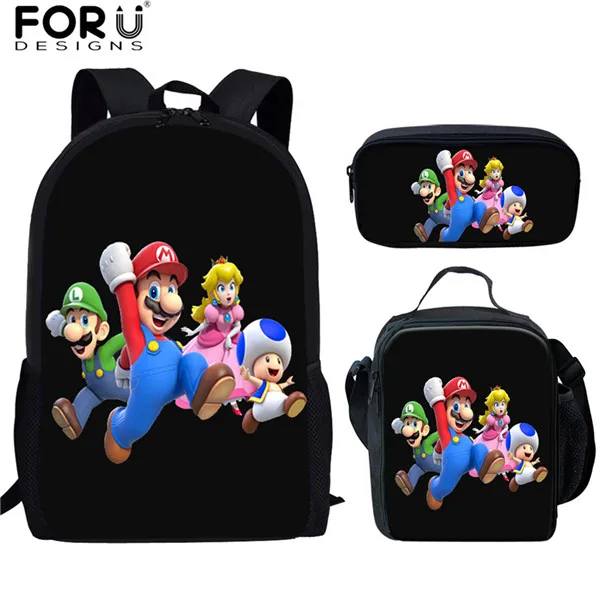 HK3274CGK INSTANTARTS Super Mario Bros Backpack for Kid Girl Boy Cartoon Anime Schoolbag 3pcs Set School Backpack Escolar Infant Kids Bag - Цвет: HK3274CGK