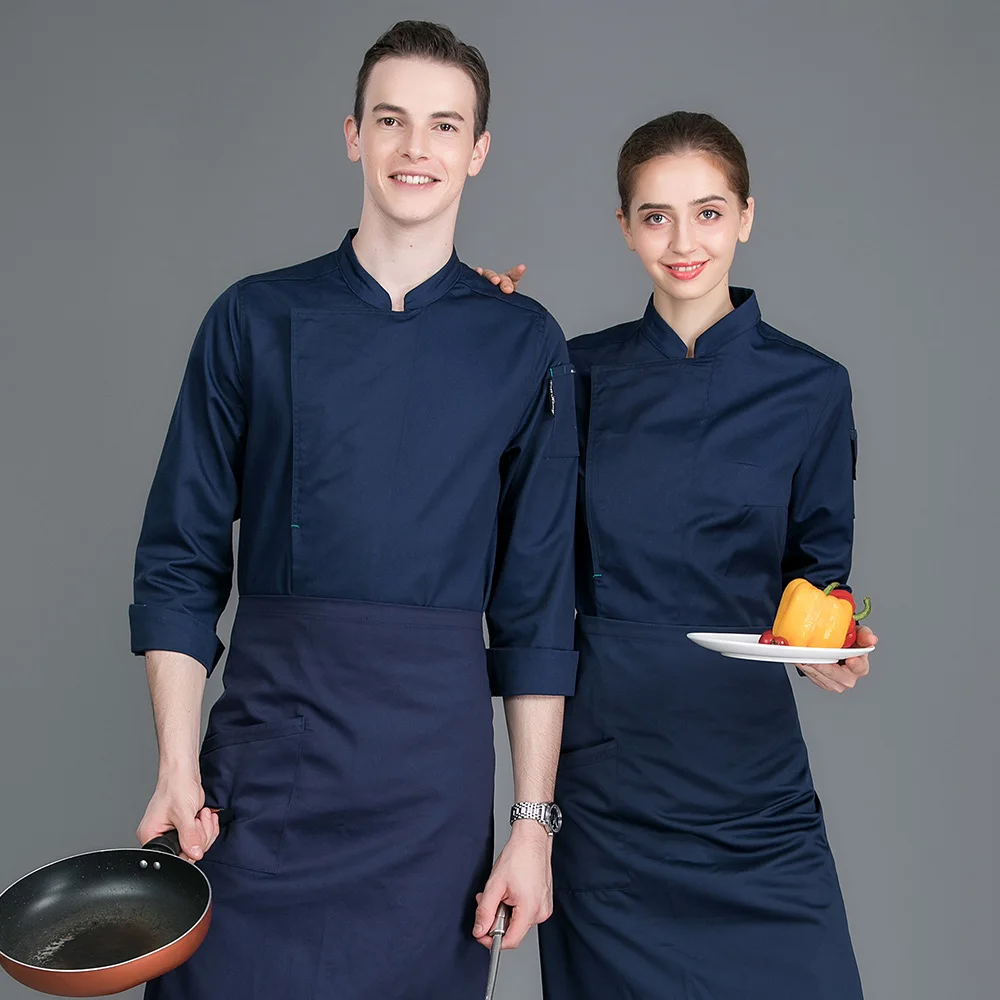 Отель отель высокого качества кухня поварская рубашка 4 цвета униформа для ресторана унисекс Кейтеринг шеф-повара Спецодежда Мужская плита куртки женщины