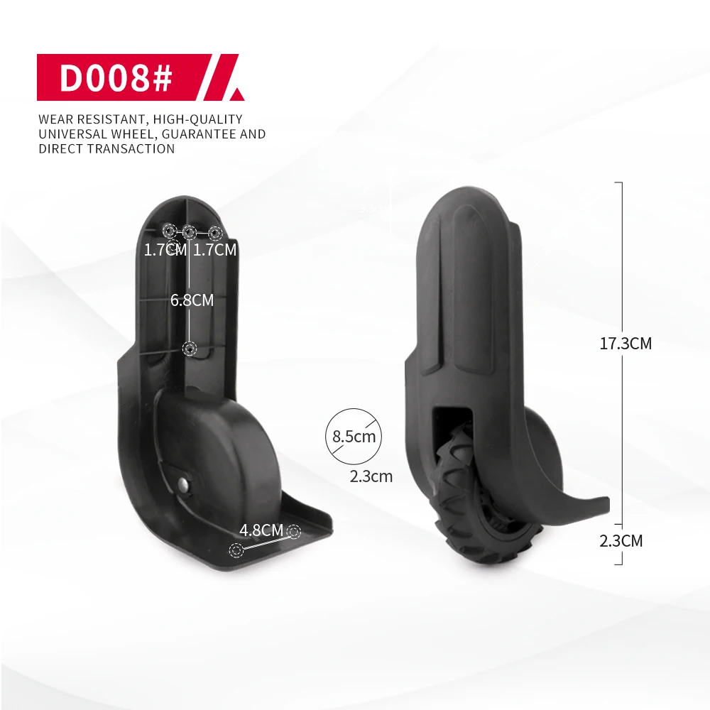 DiLong D008 Wheels For Suitcases 1 Pair Of Casters Roller Screw Durable Customs Box Non-slip Black Wheel Trolley Case Caster