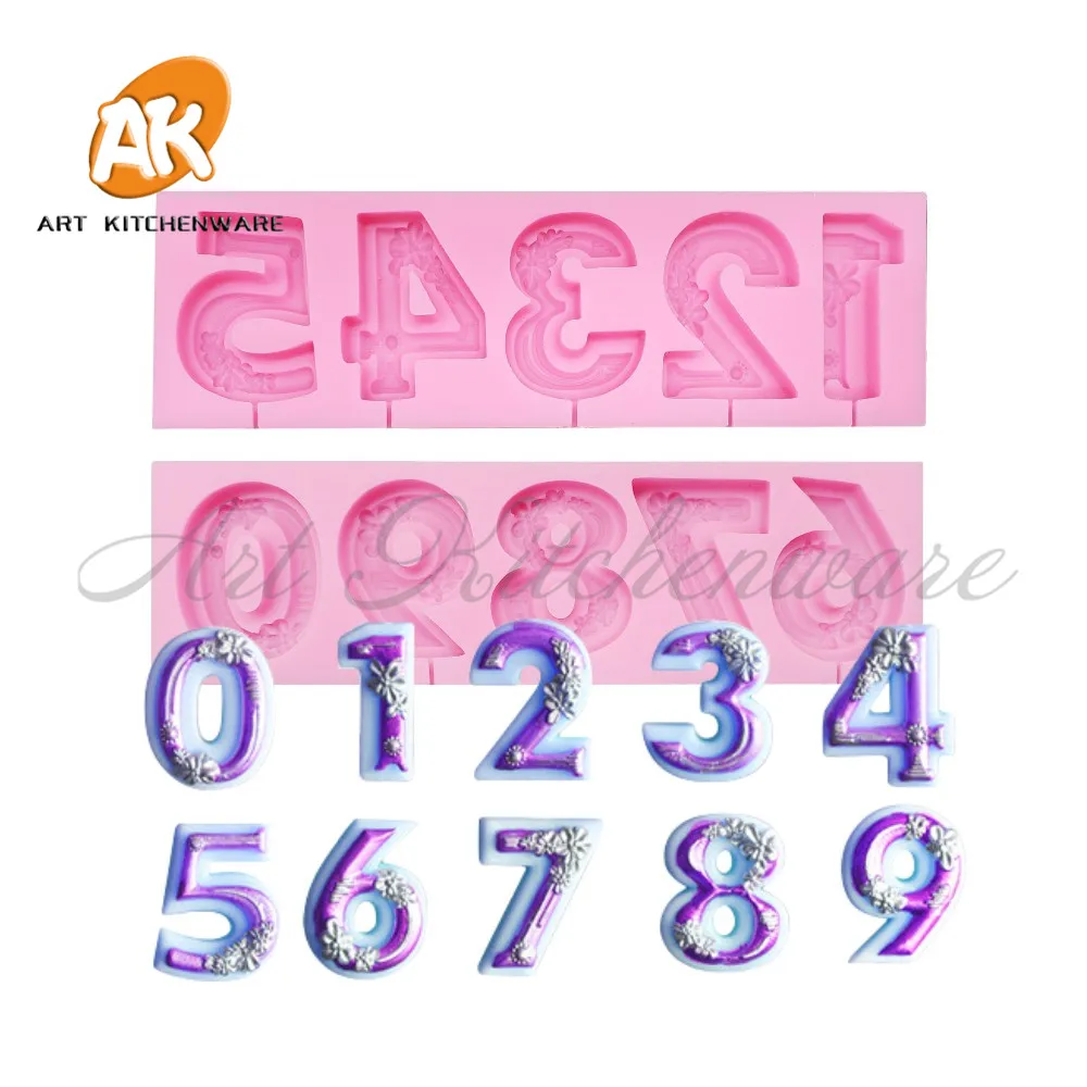 

Hot Selling Numbers 0-9 Decoration Silicone Cake Mold Chocolate Mousse Mould Cake Decorating Supplies Baking Tool