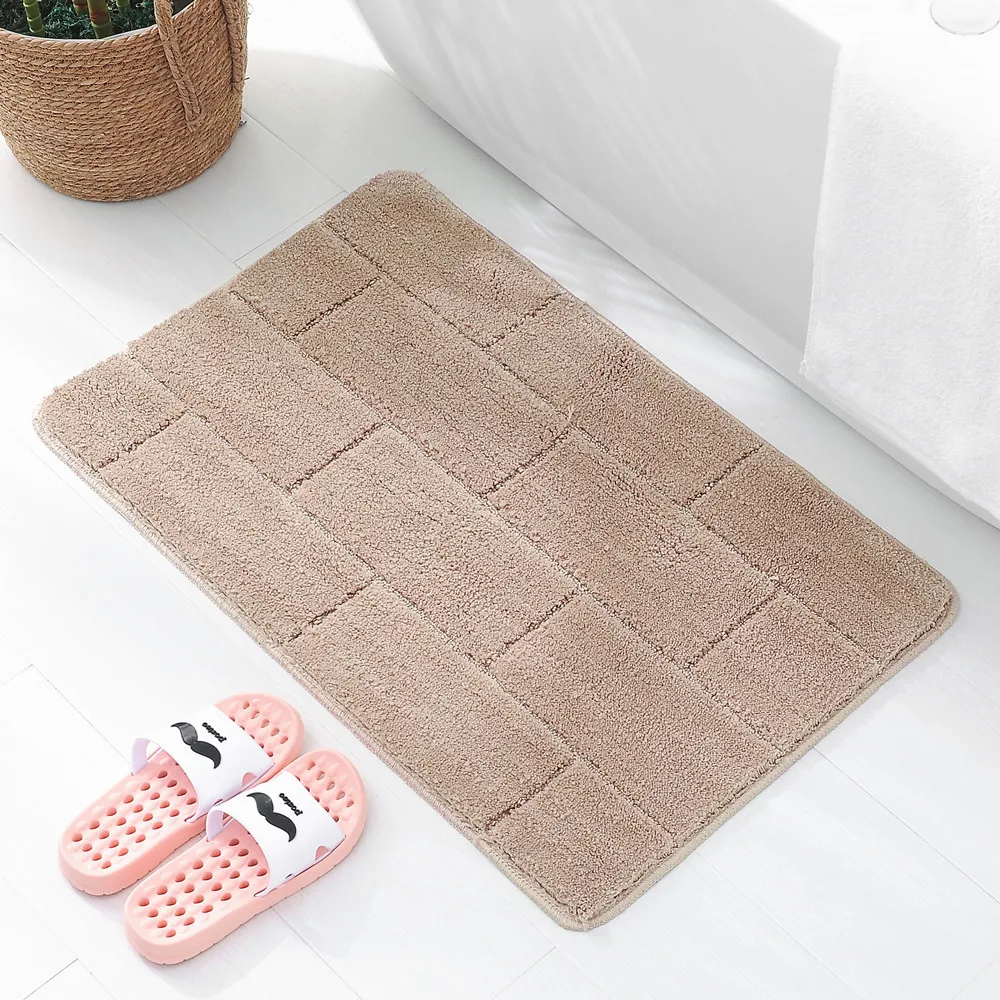 

Polyester Bathroom Bath Mat Non-slip Floor Mats Toilet Absorbent Foot Mats Rug Modern Shower Entrance Doormat Solid Color Mat