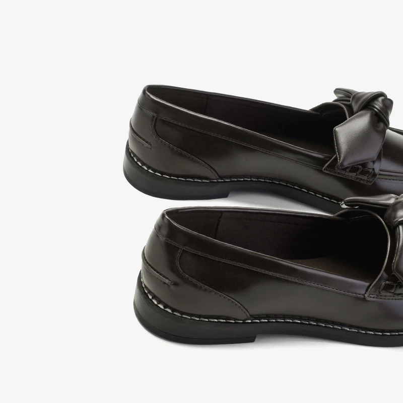 

British Style Womens Derby Shoes Low Heels Round Toe Female Footwear Bow-Knot Preppy Leather Dress New Butterfly Lace-Up Rubber