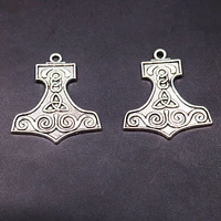 6pcs silver plated viking axe pendant retro necklace earrings metal accessories diy charm for jewelry crafts making 3439mm p703
