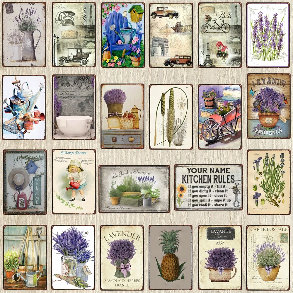 Винтажные Цветочные знаки металлическая винтажная настенная бара домашнее