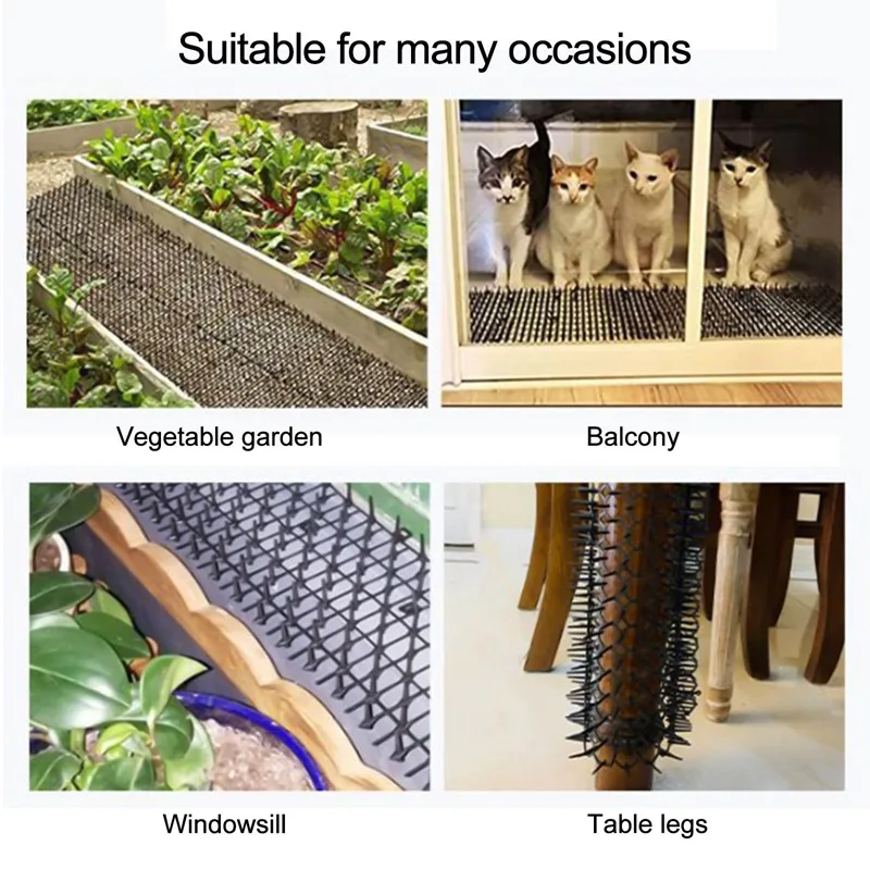 

12PCS Cat Mats Anti-cat Garden Dogs Repellent Mat Prickle Strips Keep Cats Safe Plastic Spike Dog Away Digging Pets Supply