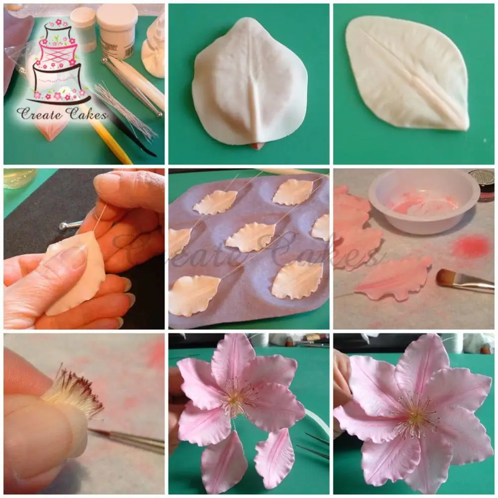 

5pcs/set Clematis Impression Flower Mold Silicone Veiner Mold Cake Decorating Fondant Sugarcraft Cake Mold for Sugar Flower