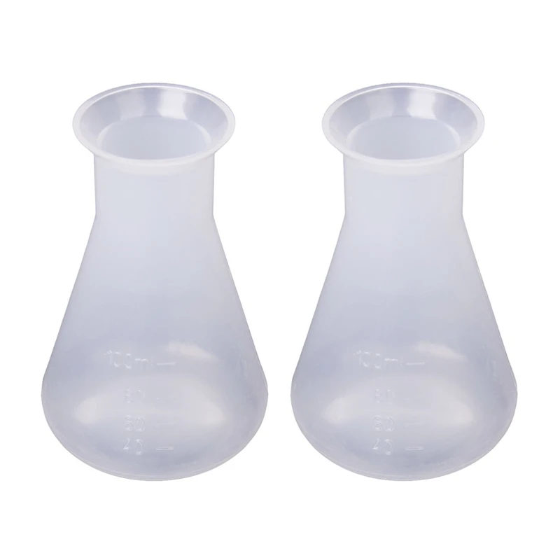 

2X Erlenmeyer Flask For Chemistry Laboratory Plastic Transparent - 100Ml.