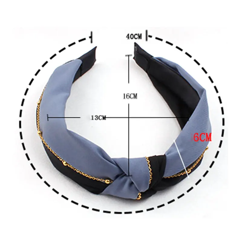 

Fresh Style Headband Gold Beads Chain Bicolor Headband Korea Women Cross Knotted Head Hoop Makeup Party Bezel Hair Accessories