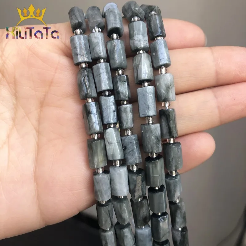 Граненые бусины Hawk Eye цилиндрические россыпью для изготовления ювелирных