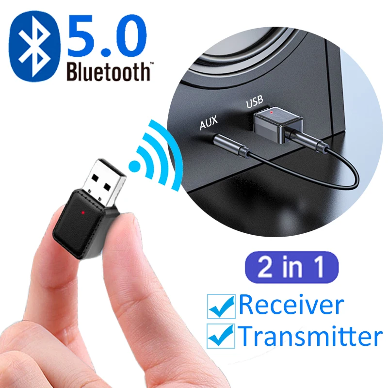 

In-Car Music Bluetooth 5.0 Audio Receiver Transmitter Wireless Adapter Mini 3.5mm AUX Stereo Bluetooth Transmitter For TV PC