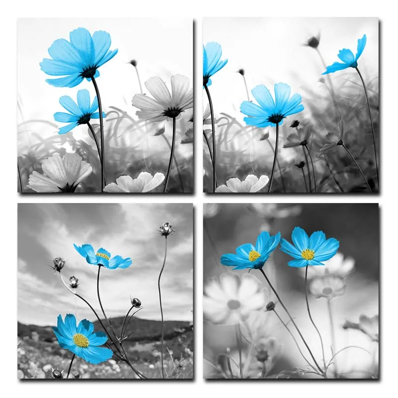 

Scandinavian Blue Flower Poster Nordic Plant Landscape Canvas Painting Wall Art Picture Cuardos For Living Room Home Decor