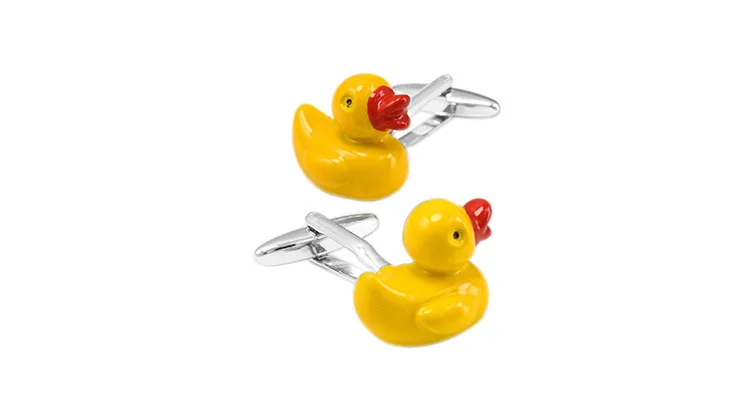 Kemstone Милая желтая утка дизайн серебряный цвет запонки модные подарки