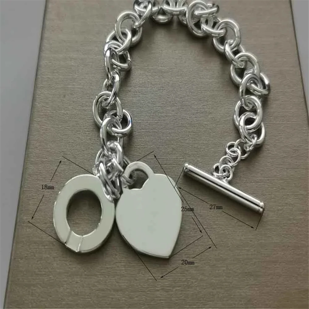 

S925 pure silver 1: 1 fashion classic charm platinum big love black enamel lightning to ms bracelet adorn item