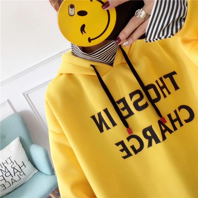 Большой бархатный теплый B Femmes свитер с капюшоном для женщин осень зима корейский