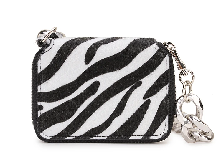 Zebra white Леопардовый принт зебра искусственный мех серебряная цепь модная женская мини сумка через плечо сумки через плечо и сумки женская сумка - Цвет: Zebra white