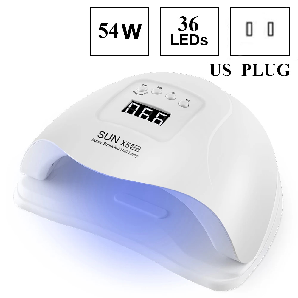 54W US Plug Dmoley 80/54 Вт Светодиодный светильник для ногтей, Сушилка для ногтей, УФ лампа Вт для ногтей, лампа для отверждения геля, 4 нижних таймера, ЖК-дисплей, инструменты для дизайна ногтей - Цвет: 54W US Plug
