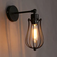 vintage creative cage iron frame wall lamp e27 loft restaurant aisle bedroom pendant led lighting indoor light bedside lamp