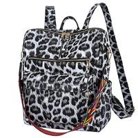 fashion leopard women backpack girl ladies pu leather purses travel shoulder bag