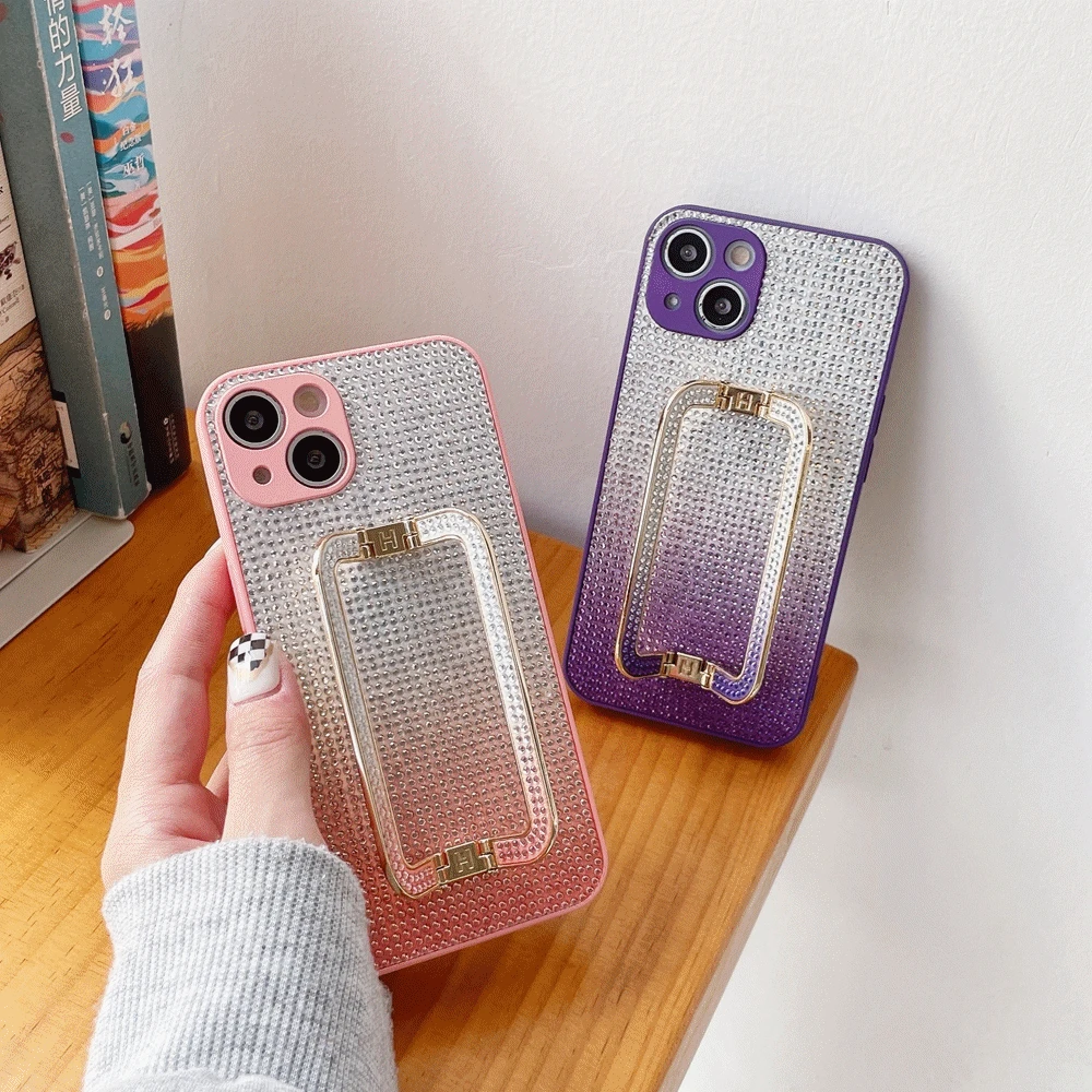 

Shiny Bling Phone Case for IPhone 13 12 11 Pro Max 7 8 Plus X Xr Xs Max Stand Glitter Star Rhinestone Diamond Wristband Cover