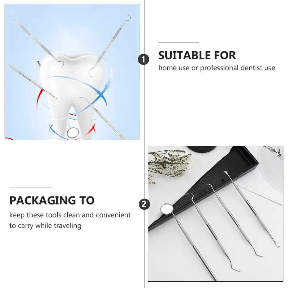 

4pcs 1 Set Stainless Steel Teeth Care Kit Oral Care Tools Teeth Cleaner Silver