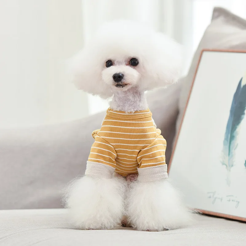 Summer Jumpsuit for Dogs Pullover Stripe Japanese Style Cartoon Bear Cotton Dog Clothes Teddy XS~XXL | Дом и сад