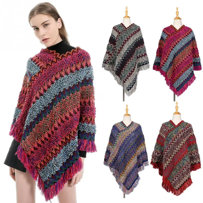 Модная искусственная шерсть елочка кисточка утолщенная женская накидка