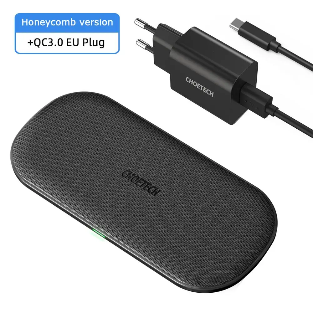 Honeycomb EU Plug CHOETECH 18 Вт Qi двойное Беспроводное зарядное устройство 5 катушек для iPhone 11 X XS Max 8 XR Быстрая зарядка для samsung S10 S8 S9 Новые AirPods 2 - Цвет: Honeycomb EU Plug