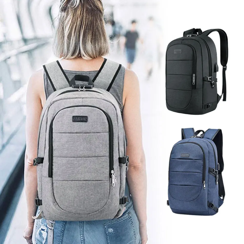 

Nylon School Backpack Business Travel Laptops Backpack Anti Theft Charging/Headphone Port Bookbag With USB Charging Port