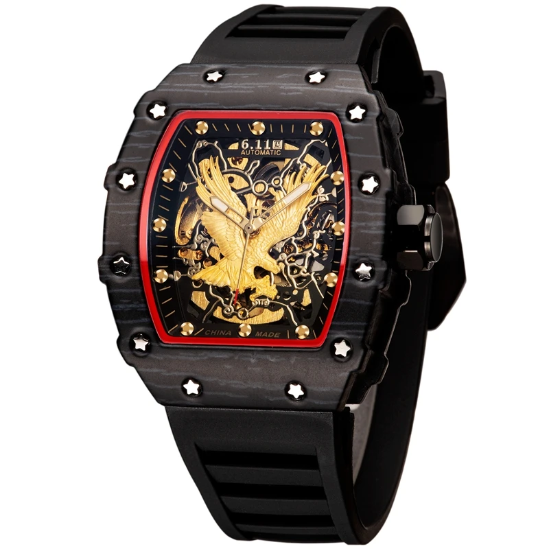Relogio Masculino Men's Automatic Mechanical Watch Top Brand Hip Hop Mens Gold Watches Tonneau Clock Hombre Relogio Masculino enlarge