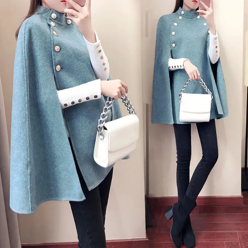 

off-Season Clearance Small Woolen Coat Women's Clothing Mid-Length Coat Autumn and Winter New Cloak Girl