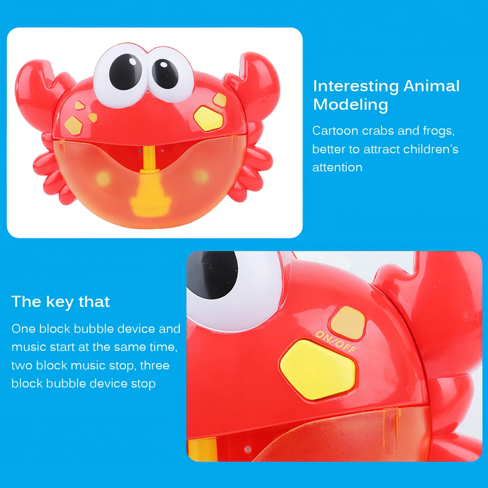 

Outdoor Automatic Bubble Machine Music Toy Crab Bath Toys Bathroom Bathtub Pool Soap Maker Classic Attachable Toy For Children