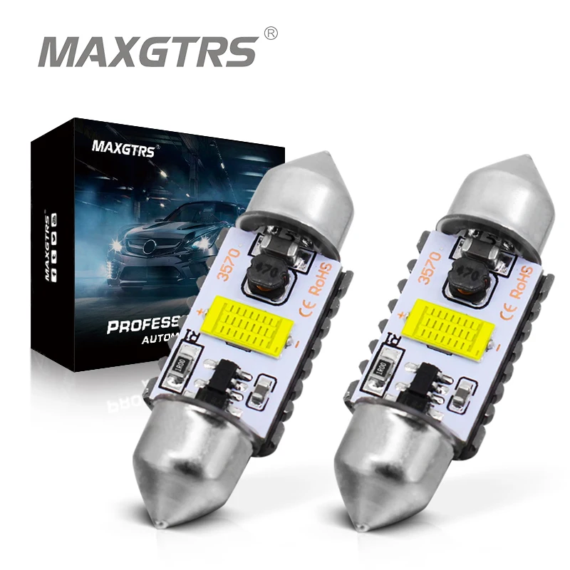 2x Светодиодная лампа Festoon C5W C10W 3570 с чипом Canbus 31 мм/36 мм/39 мм/41 мм светодиодный