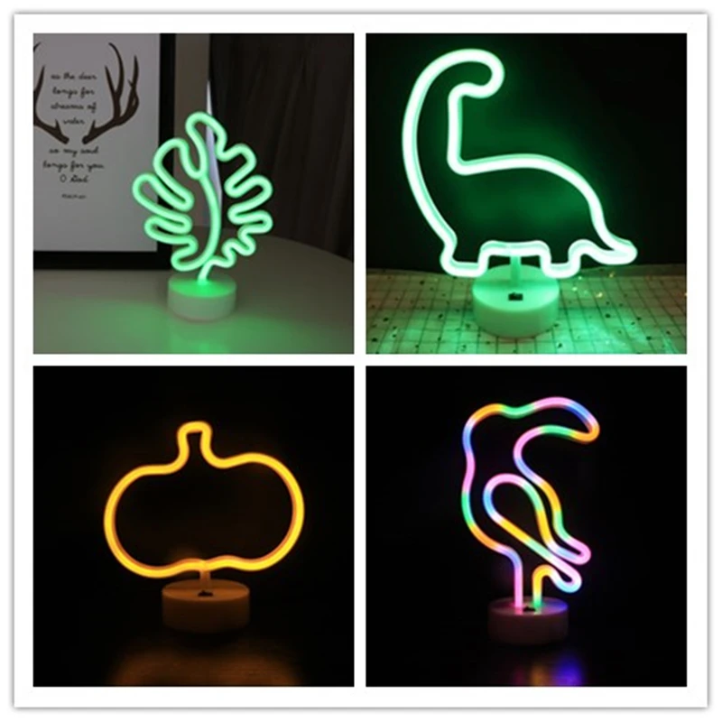 Светодиодный неоновый светильник настольная лампа с основанием сказосветильник
