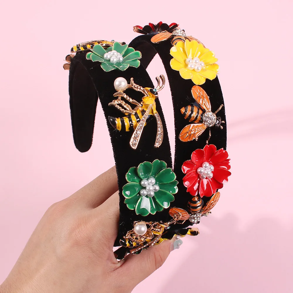 Новинка 2019 черная бархатная повязка на голову ручной работы обруч для волос с