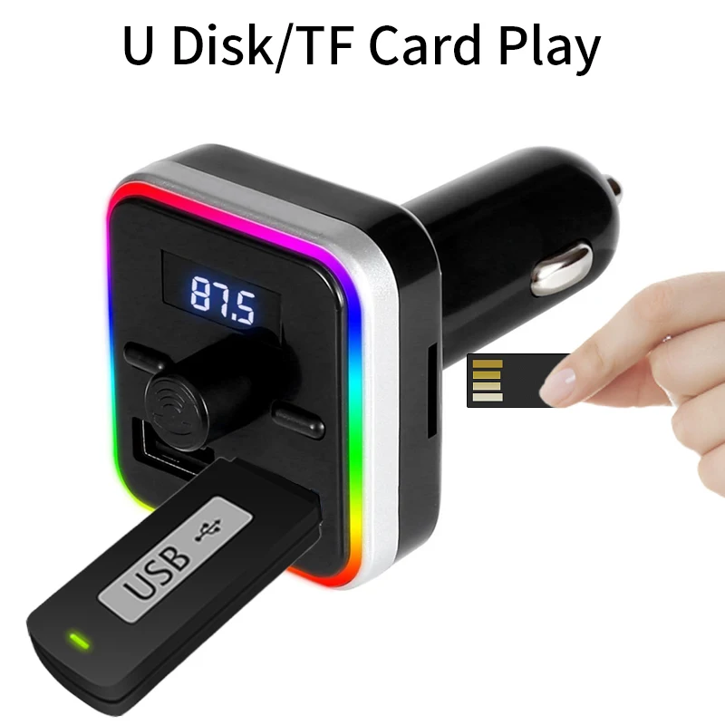 Автомобильный FM-трансмиттер Bluetooth 5 0 светодиодный модулятор музыкальный плеер с