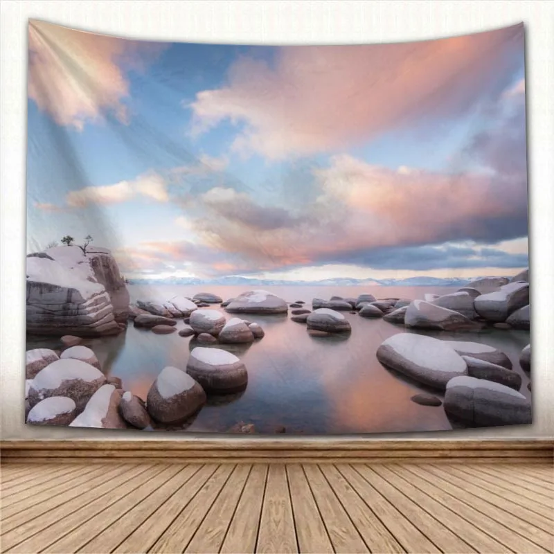 

Nice Snow Mountain Tapestry Colorful Psychedelic Decorative Carpet Wall Fabric For Living Room Bedroom Tapestries Accessories