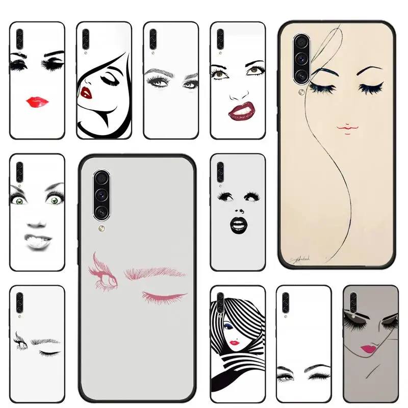 

Beauty face sexy eye smile Phone Case For Samsung galaxy S note 7 8 9 10 20 fe edge A 6 10 20 30 50 51 70 lite plus cover
