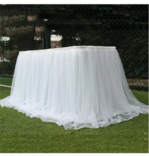 

white TUTU Bridal Table Skirting