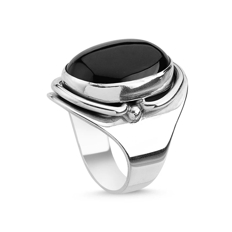 

Silver 925 Sterling Onyx Stone Handwork Ring