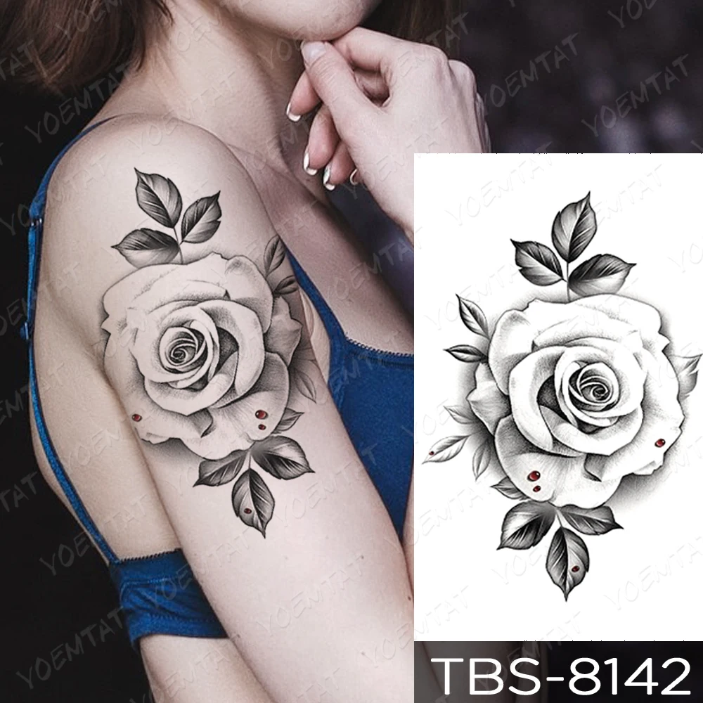 

Waterproof Temporary Tattoo Sticker Rose Peony Lace Henna Flash Tattoos Flower Lotus Body Art Arm Fake Tatoo Women Men