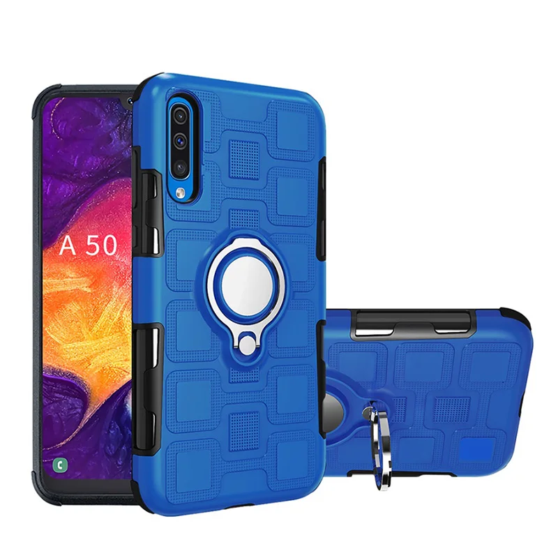 Противоударный держатель чехол с крышкой для samsung galaxy A10 20 30 40 50 60 70 M10 20 30 магнитное кольцо чехол для samsung A70 40 чехол - Цвет: Синий