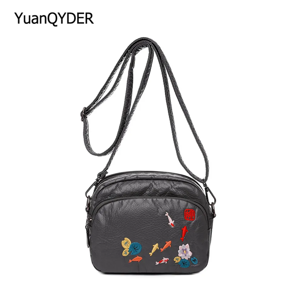 

Fashion Embroidery Designer Ladies Shoulder Bags Casual Solid Color Mini Women Messenger Bag High Quality Leather Travel Bags