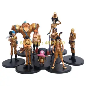 Фигурка героя из аниме Ван-ПИС, золотая, Sanji Luffy Chopper Zoro Nico Nami Robin Usopp Brook Franky, игрушка