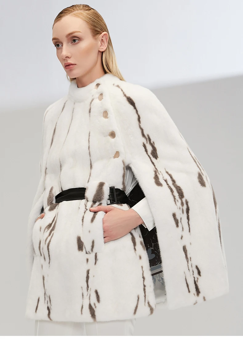 Arlenesain custom 2019 Новая модная норка меховой плащ пальто полосатый узор для