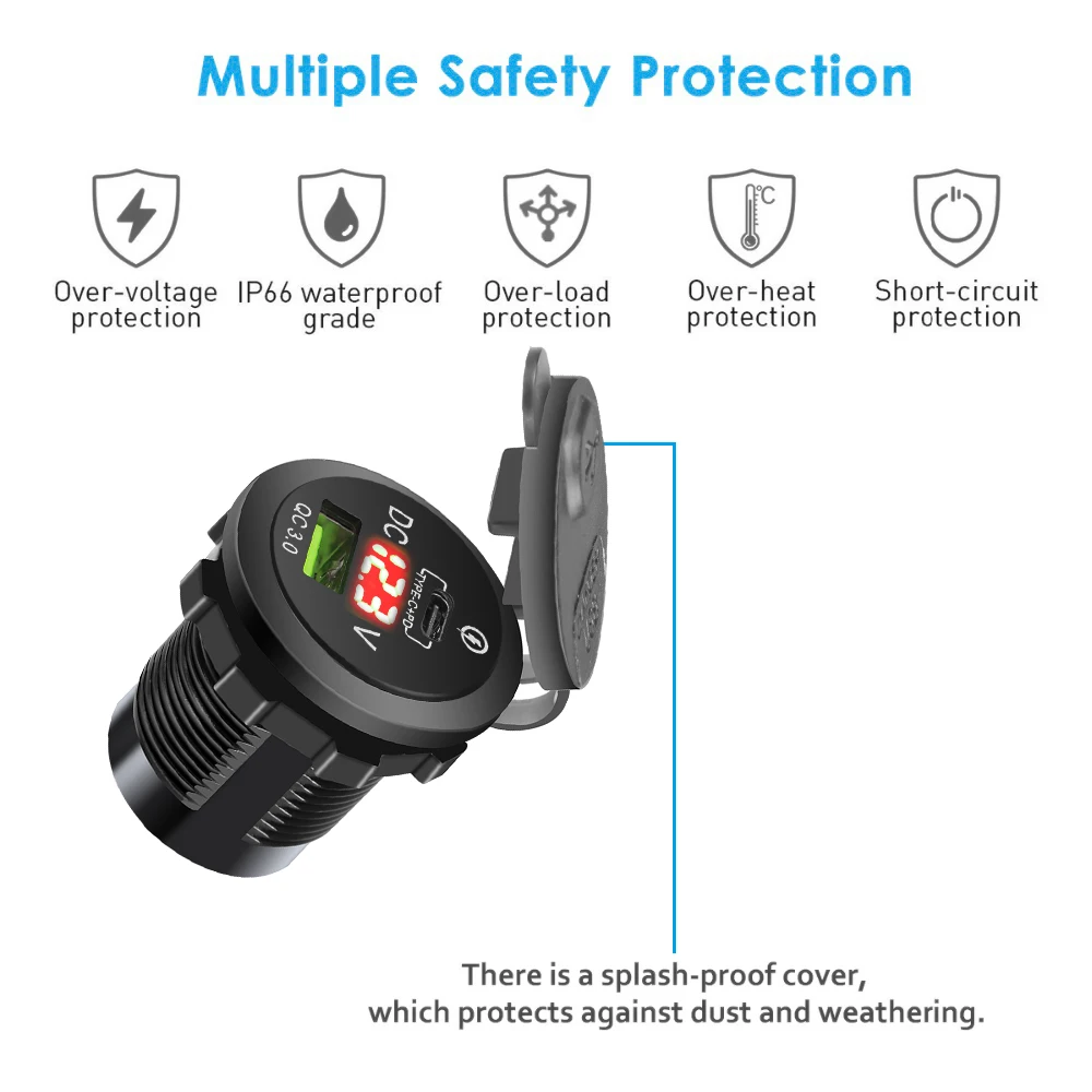 Автомобильное зарядное устройство Kebidu с двумя разъемами USB Type-C PD QC 3 0