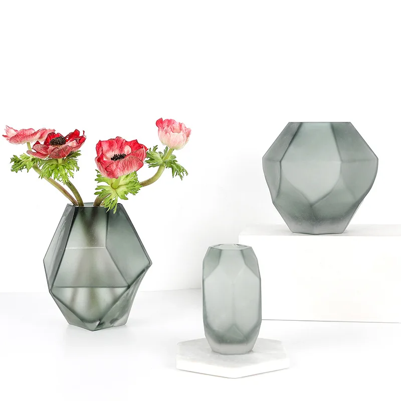 

Ins Wind Geometry Glass Vase Flower Arrangement Art Home Ornament Decoration Nordic Decoration Home Flower Vase