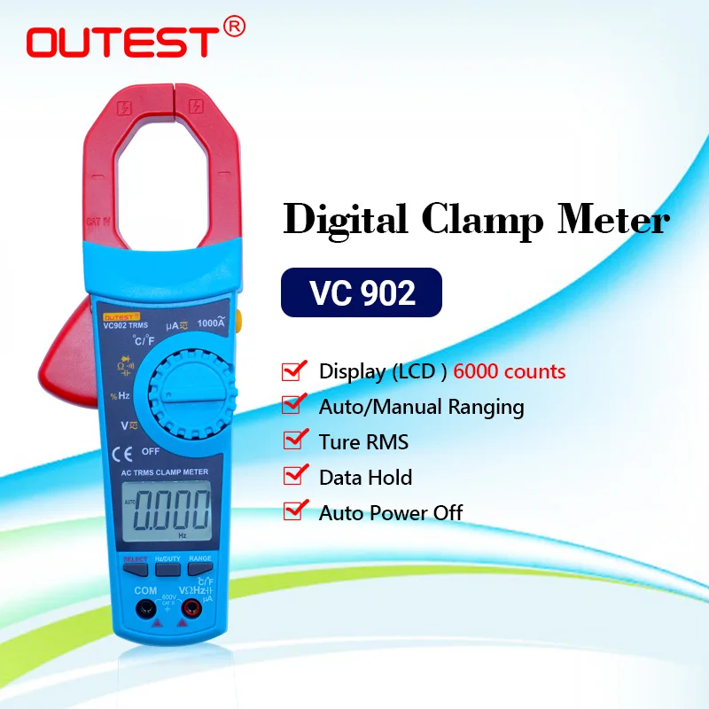 OUTEST VC902 автоматический/ручной цифровой измеритель переменного/постоянного тока