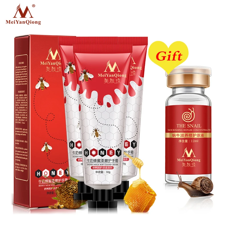 

Buy 3 Get 1 Gift Honey Milk Soft Hand Cream Lotions Serum Repair Nourishing Hand Skin Care Moisturizing Whitening Cream