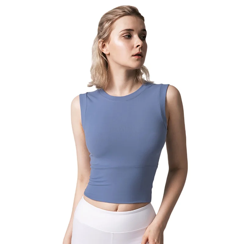 Yoga Sports Vest Women'S Running Quick-Drying Fitness Clothing With Chest Pad Short Sleeves Women'S Summer New Tight-Fitting rogue s loli with the tight fitting high footed sweatpants female autumn quick drying running ankle length yoga trousers