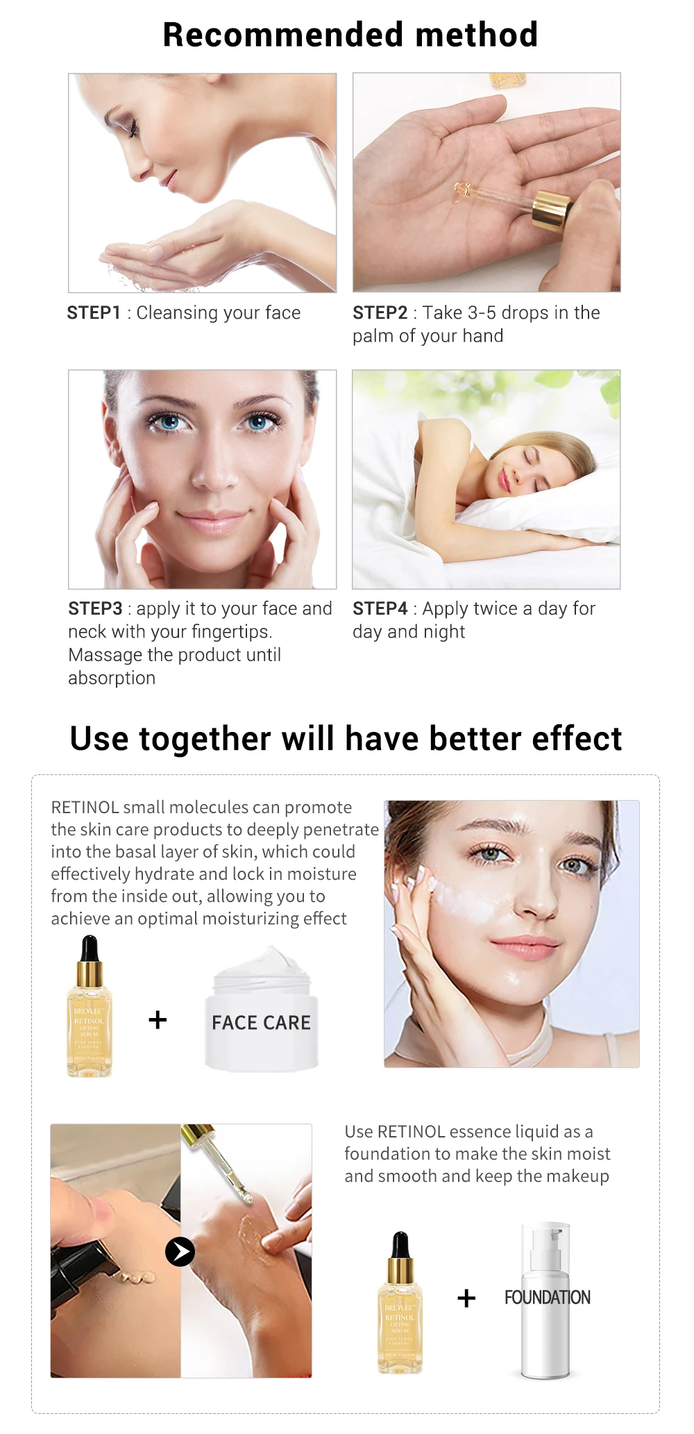 BREYLEE Retinol укрепляющая сыворотка лифтинг для лица коллагеновая эссенция против морщин против старения уход за кожей лица выцветание тонкие линии 3 шт